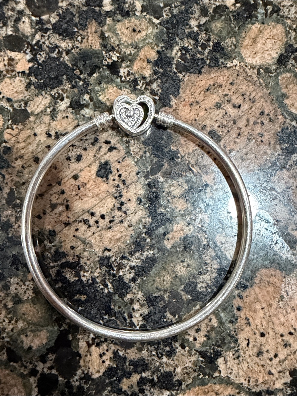 Pandora Silver Heart Charm Bangle Bracelet